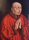 Jan Van Eyck Canvas Paintings - The Ghent Altarpiece The Donor [detail]